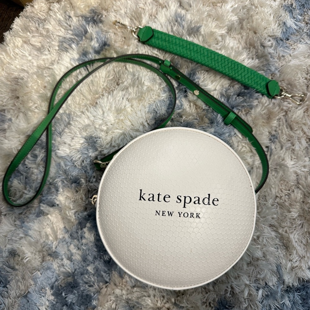 Kate Spade White and Green golf ball Bag